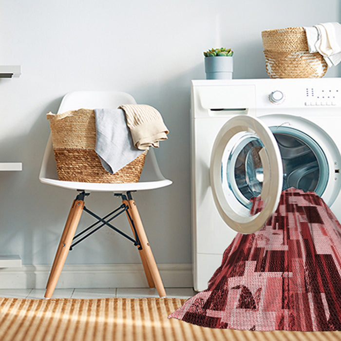 Machine Washable Transitional Light Coral Pink Rug in a Washing Machine, wshpat3592rd