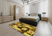 Patterned Red Brown Rug in a Bedroom, pat3592yw