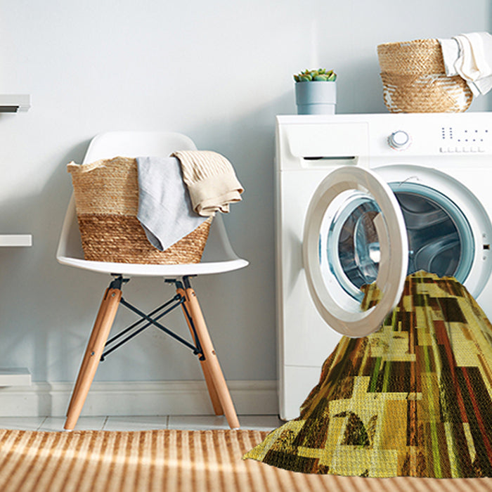 Machine Washable Transitional Red Brown Rug in a Washing Machine, wshpat3592yw