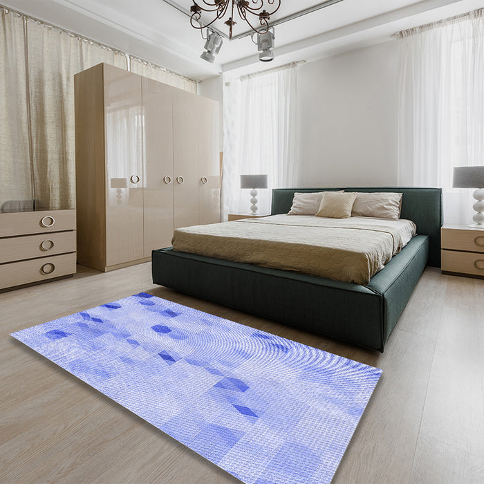 Round Machine Washable Transitional Sky Blue Rug in a Office, wshpat3593blu