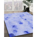 Machine Washable Transitional Sky Blue Rug in a Family Room, wshpat3593blu