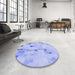 Round Patterned Sky Blue Rug in a Office, pat3593blu