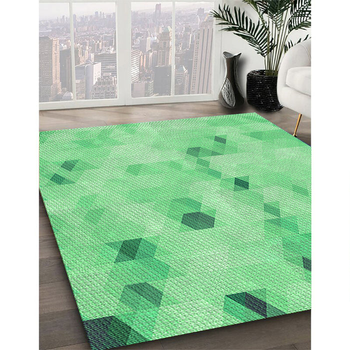 Machine Washable Transitional Jade Green Rug in a Family Room, wshpat3593grn