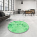 Round Patterned Jade Green Rug in a Office, pat3593grn