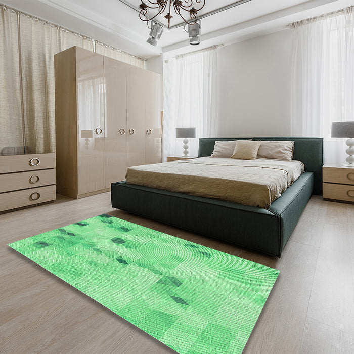 Round Machine Washable Transitional Jade Green Rug in a Office, wshpat3593grn