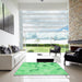 Square Patterned Jade Green Rug in a Living Room, pat3593grn