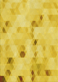 Machine Washable Transitional Yellow Rug, wshpat3593yw