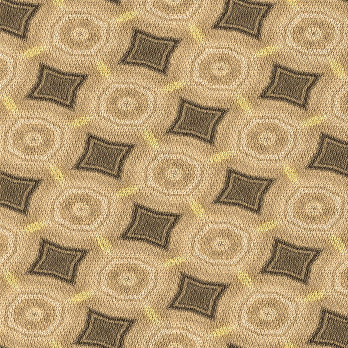 Round Patterned Yellow Orange Rug, pat3594brn