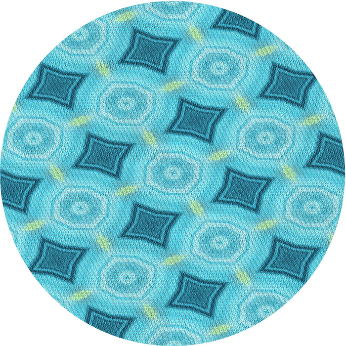 Square Patterned Dark Turquoise Green Rug, pat3594lblu