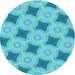 Square Machine Washable Transitional Dark Turquoise Green Rug in a Living Room, wshpat3594lblu