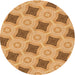 Square Patterned Orange Rug, pat3594org