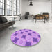 Round Patterned Violet Purple Rug in a Office, pat3594pur