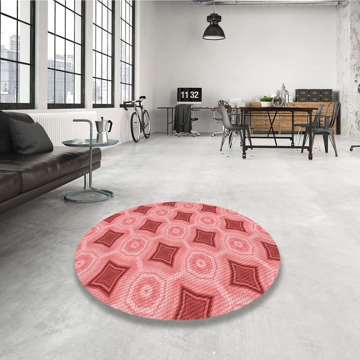 Round Patterned Light Coral Pink Rug in a Office, pat3594rd