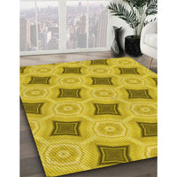 Patterned Dark Golden Brown Rug, pat3594yw