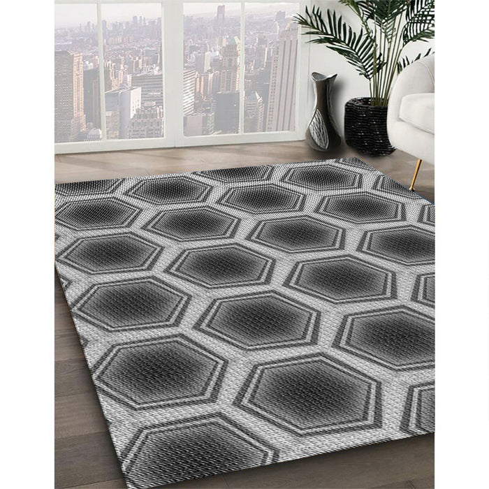 Machine Washable Transitional Black Rug in a Family Room, wshpat3595gry