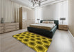 Patterned Dark Bronze Brown Rug in a Bedroom, pat3595yw