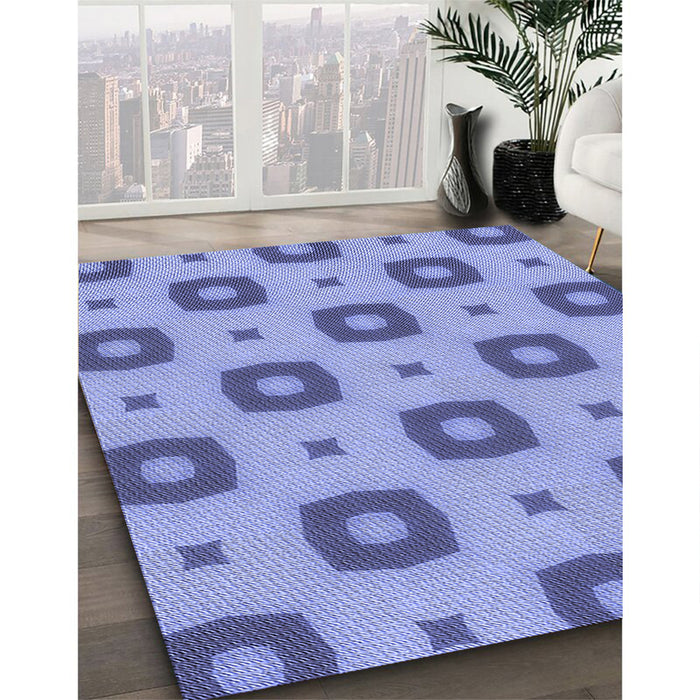 Patterned Sky Blue Rug in Family Room, pat3596blu