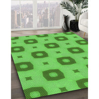Patterned Dark Lime Green Rug, pat3596grn