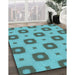 Machine Washable Transitional Aquamarine Stone Green Rug in a Family Room, wshpat3596lblu