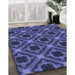 Patterned Blue Rug in Family Room, pat3597blu