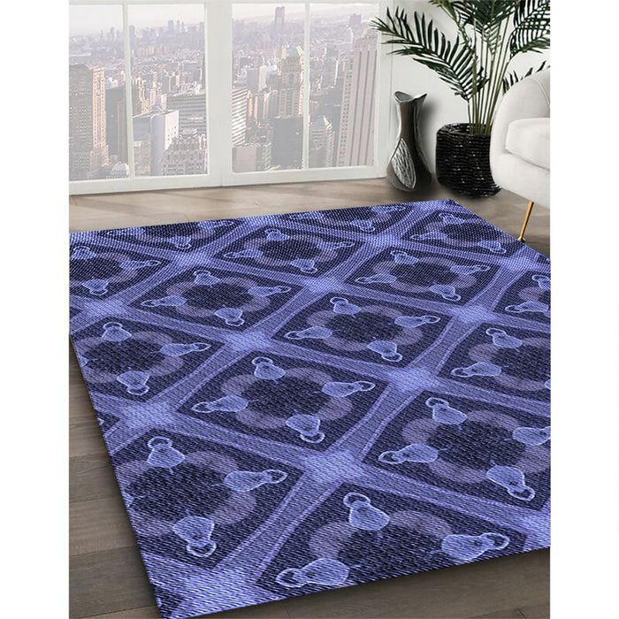 Machine Washable Transitional Blue Rug in a Family Room, wshpat3597blu