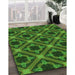 Patterned Deep Emerald Green Rug in Family Room, pat3597grn