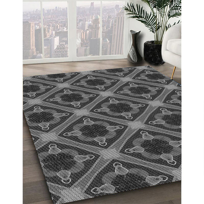 Patterned Gray Rug in Family Room, pat3597gry