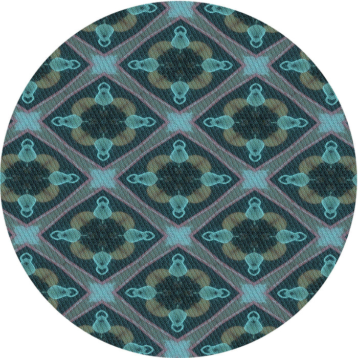 Square Machine Washable Transitional Deep-Sea Green Rug in a Living Room, wshpat3597lblu