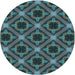 Square Patterned Deep-Sea Green Rug, pat3597lblu