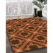 Patterned Orange Rug in Family Room, pat3597org