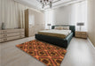 Patterned Orange Rug in a Bedroom, pat3597org