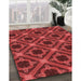 Patterned Tomato Red Rug in Family Room, pat3597rd