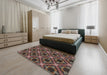 Machine Washable Transitional Dark Almond Brown Rug in a Bedroom, wshpat3597