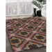Patterned Dark Almond Brown Novelty Rug in Family Room, pat3597