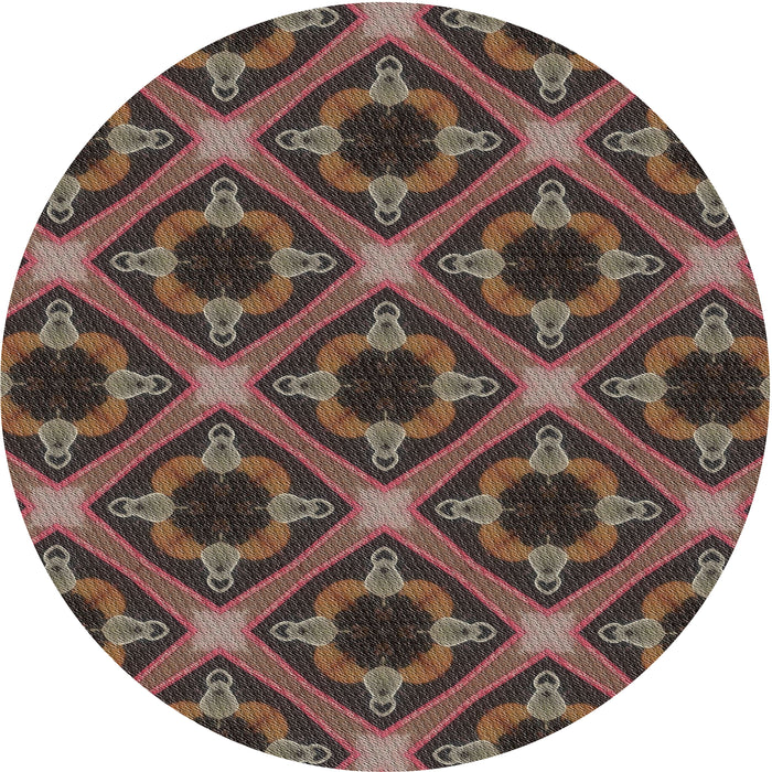 Square Machine Washable Transitional Dark Almond Brown Rug, wshpat3597