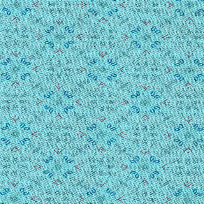 Round Patterned Dark Turquoise Green Rug, pat3598lblu