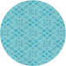 Square Patterned Dark Turquoise Green Rug, pat3598lblu