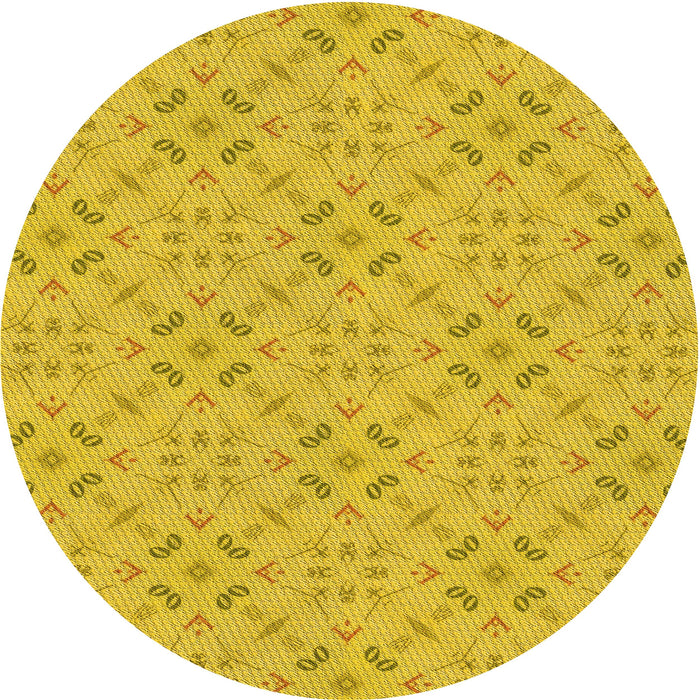 Square Machine Washable Transitional Yellow Rug in a Living Room, wshpat3598yw