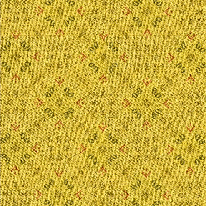 Machine Washable Transitional Yellow Rug, wshpat3598yw