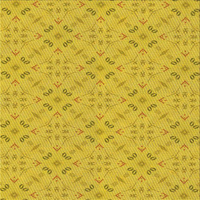 Round Machine Washable Transitional Yellow Rug, wshpat3598yw