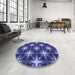 Round Patterned Light Slate Blue Rug in a Office, pat3599blu