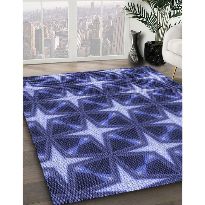 Patterned Light Slate Blue Rug in Family Room, pat3599blu