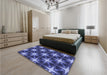 Patterned Light Slate Blue Rug in a Bedroom, pat3599blu