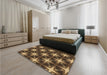 Patterned Cinnamon Brown Rug in a Bedroom, pat3599brn