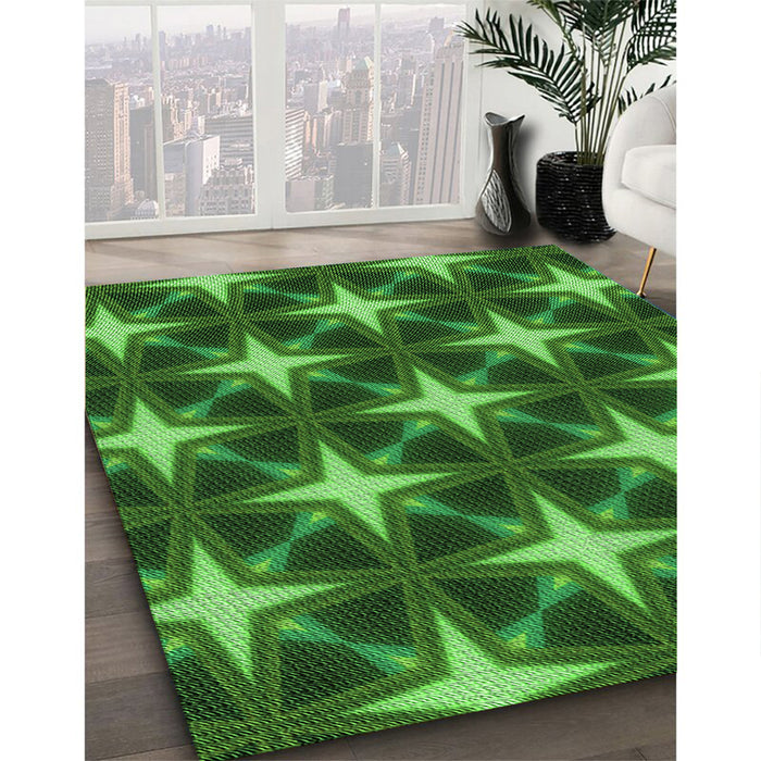 Machine Washable Transitional Deep Emerald Green Rug in a Family Room, wshpat3599grn