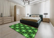 Patterned Deep Emerald Green Rug in a Bedroom, pat3599grn