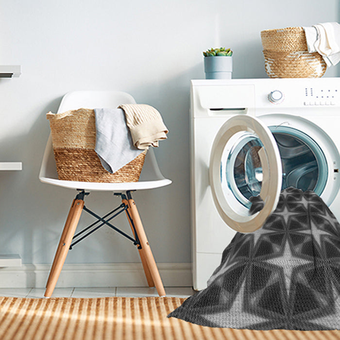 Machine Washable Transitional Dark Gray Black Rug in a Washing Machine, wshpat3599gry