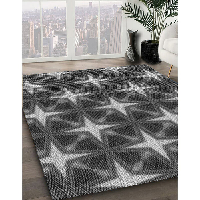 Patterned Dark Gray Black Rug in Family Room, pat3599gry