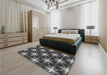 Patterned Dark Gray Black Rug in a Bedroom, pat3599gry