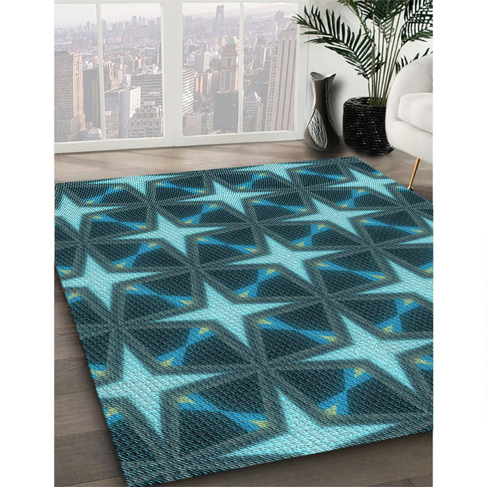 Machine Washable Transitional Deep-Sea Blue Rug in a Family Room, wshpat3599lblu
